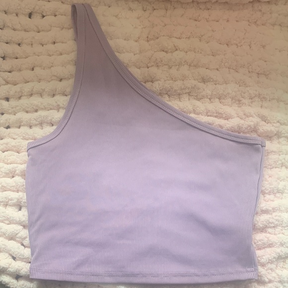 Lilac One-Shoulder Ribbed Tank Top - Picture 5 of 5